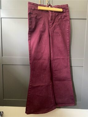 Forever 21 High-Waist Flared Pants in Deep Wine